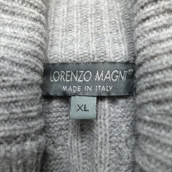 Lorenzo Magni Sweater XL Gray Shawl Cardigan Wool Nylon Made in Italy - Picture 2 of 10